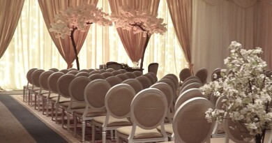 Fairy Light Backdrop In Gold & Ivory, Johnstown Estate,