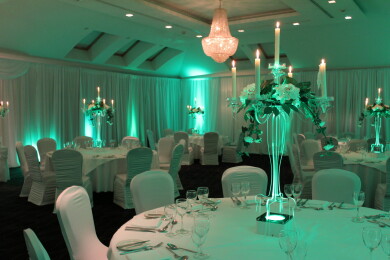 Uplighters Lit In Green Light